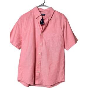 NAUTICA Men's Short Sleeve Button Front Dress Style Dreamy Coral Shirt Sz M NWT